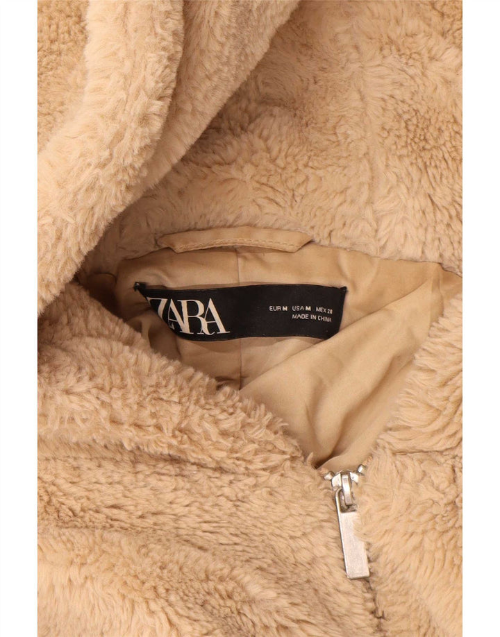 Giubbotto bomber con cappuccio con orsetto da donna Zara UK 14 Poliestere beige medio