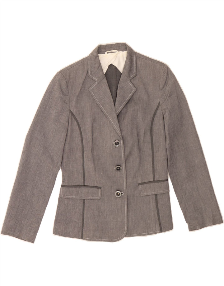 BENETTON Womens 3 Button Blazer Jacket IT 44 Medium Grey Cotton Vintage Benetton and Second-Hand Benetton from Messina Hembry 