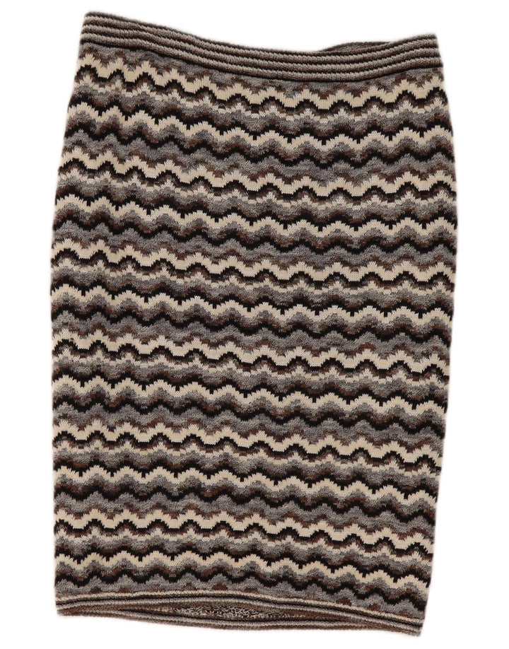 Gonna a tubino lavorata a maglia da donna vintage W32 grande Chevron grigio