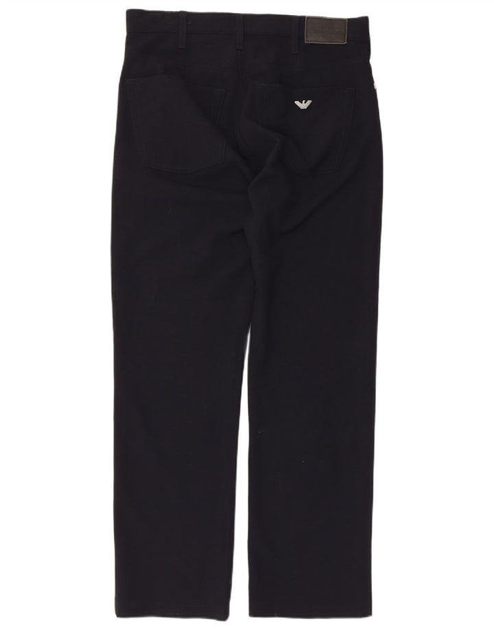 Pantaloni casual dritti da uomo Armani W32 L29 poliestere blu navy