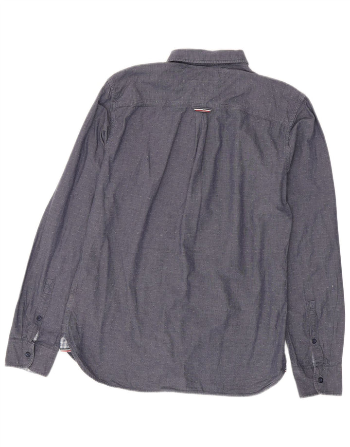 TOMMY HILFIGER Camicia da uomo vestibilità regolare cotone maculato blu navy medio