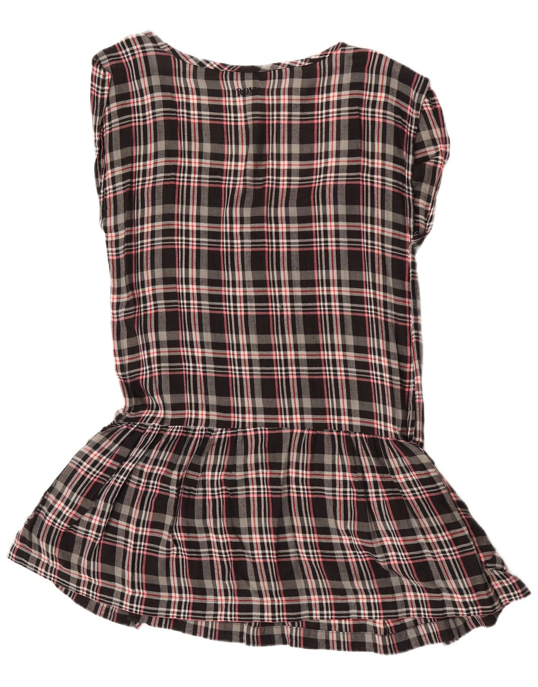 Abito tunica senza maniche da donna Roxy UK 12 cotone medio nero a quadri
