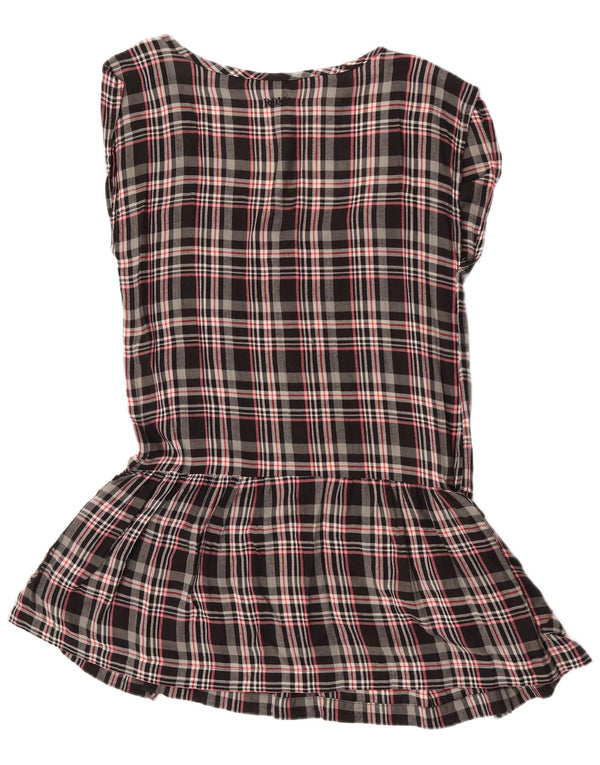 Abito tunica senza maniche da donna Roxy UK 12 cotone medio nero a quadri
