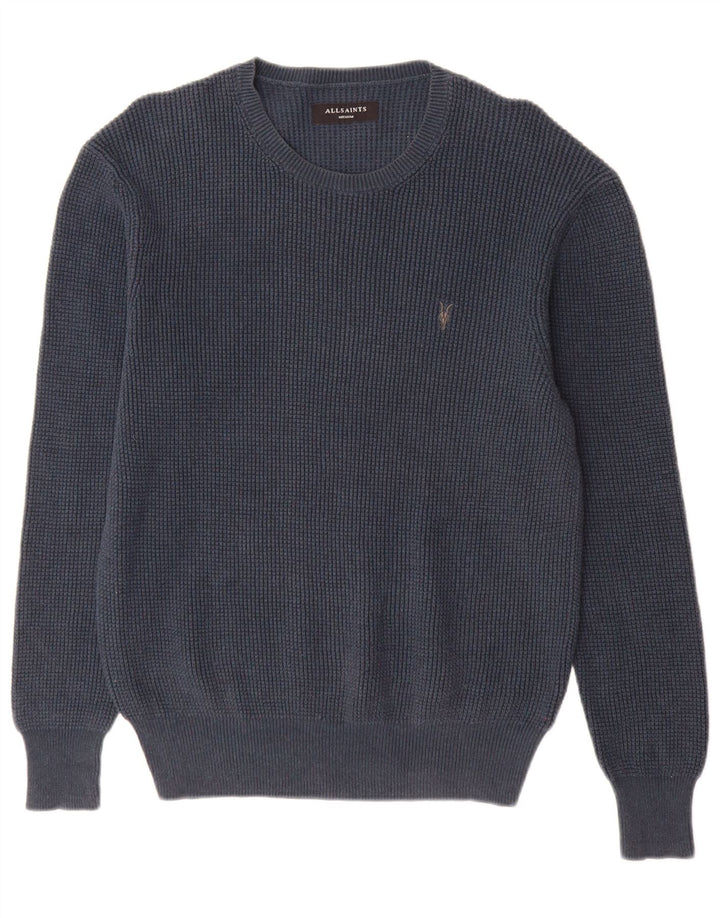 Maglione maglione girocollo da uomo All Saints in cotone blu navy medio