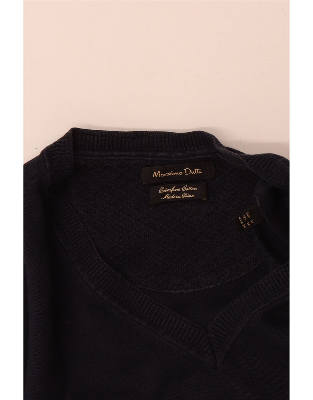 Maglione Zara da uomo con scollo a V in cotone medio blu navy