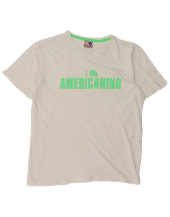 T-shirt grafica standard da uomo Americanino Top in cotone bianco medio