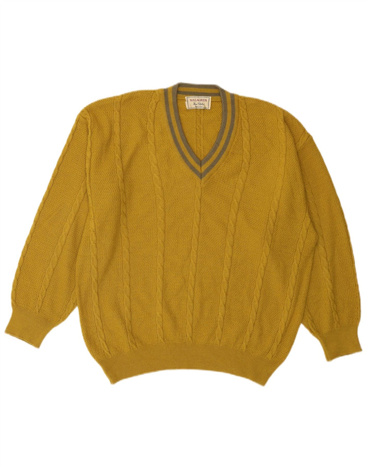 MALAGRIDA Maglione da donna oversize con scollo a V US 6 Lana giallo medio