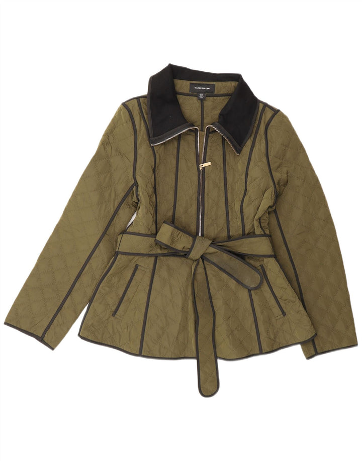 Giacca trapuntata da donna Karen Millen UK 8 Small Poliestere verde