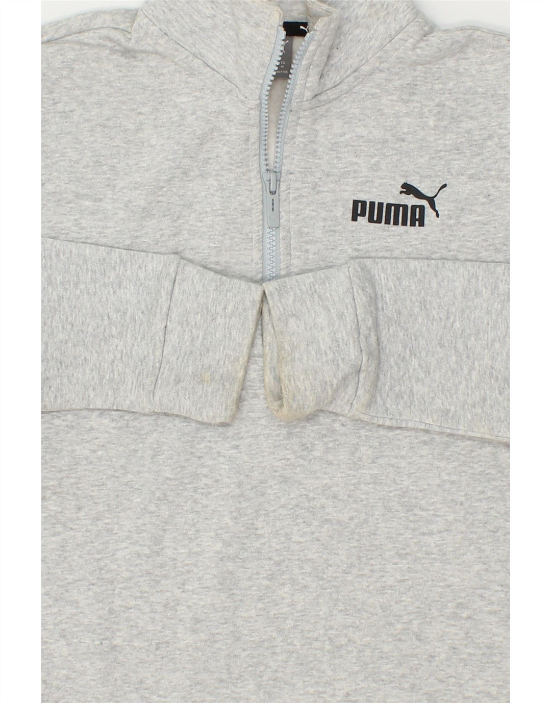 PUMA Womens Zip Neck Sweatshirt Jumper UK 14 Medium Grey Cotton Vintage Puma and Second-Hand Puma from Messina Hembry 