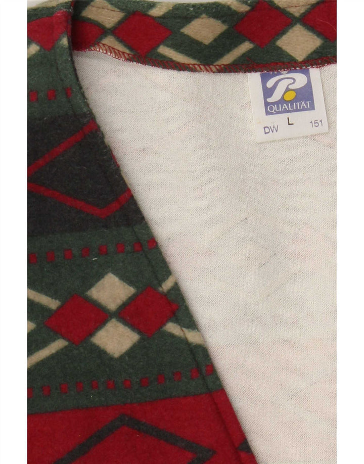 Gilet vintage da uomo grande in cotone geometrico multicolore