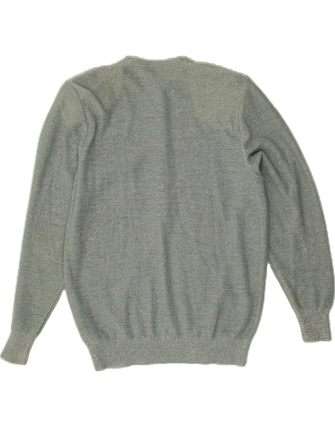 VINTAGE Womens Button Neck Jumper Sweater UK 10 Small Grey Vintage Vintage and Second-Hand Vintage from Messina Hembry 