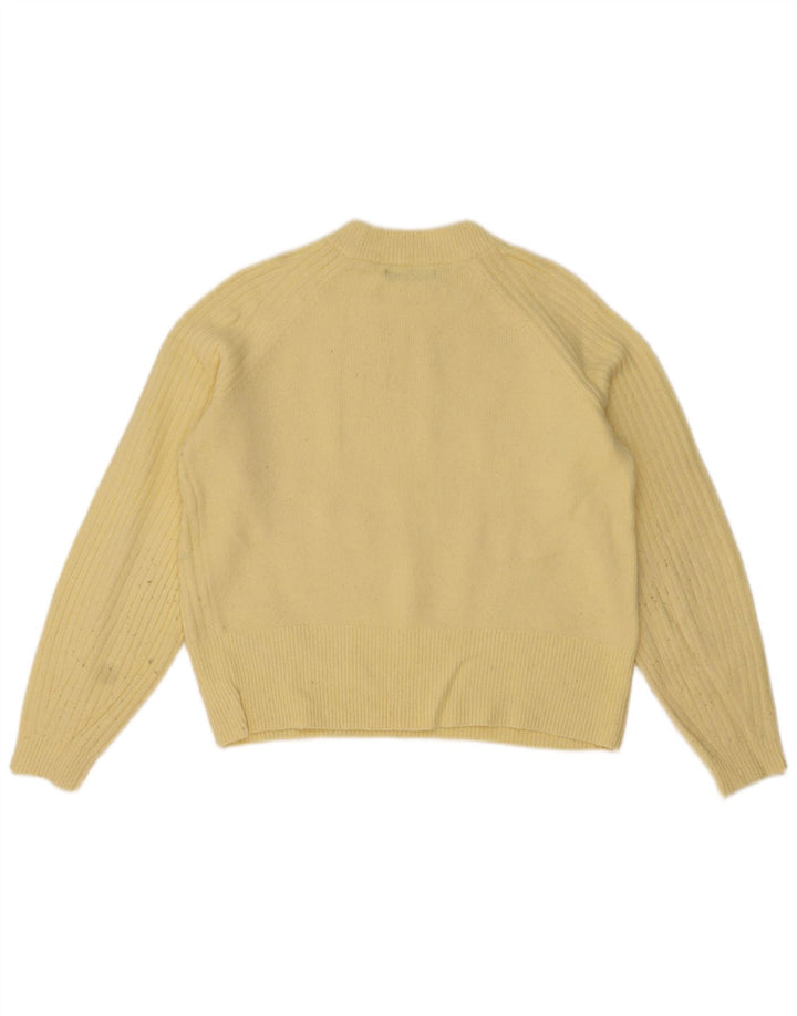 Maglione maglione girocollo corto da donna Marks & Spencer UK 10 piccolo giallo
