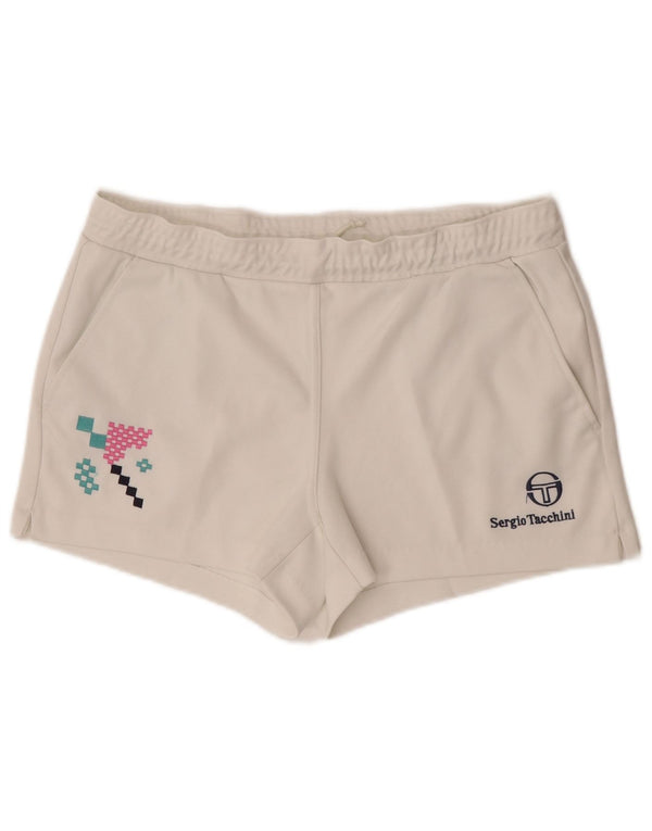 Sergio Tacchini Womens Graphic Sport Shorts IT 50 XL Off White Geometric