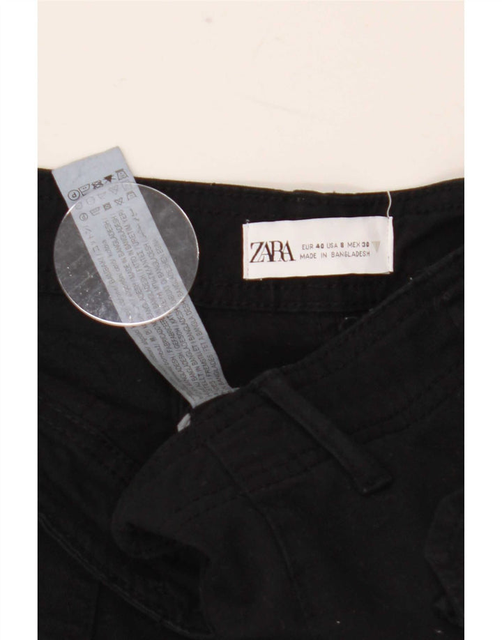 Pantaloni cargo dritti da donna Zara EU 40 medi W30 L33 cotone nero
