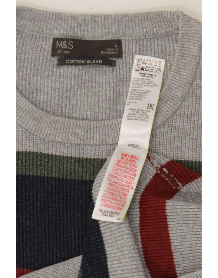 Marks & Spencer Maglione girocollo da uomo a righe grandi multicolori