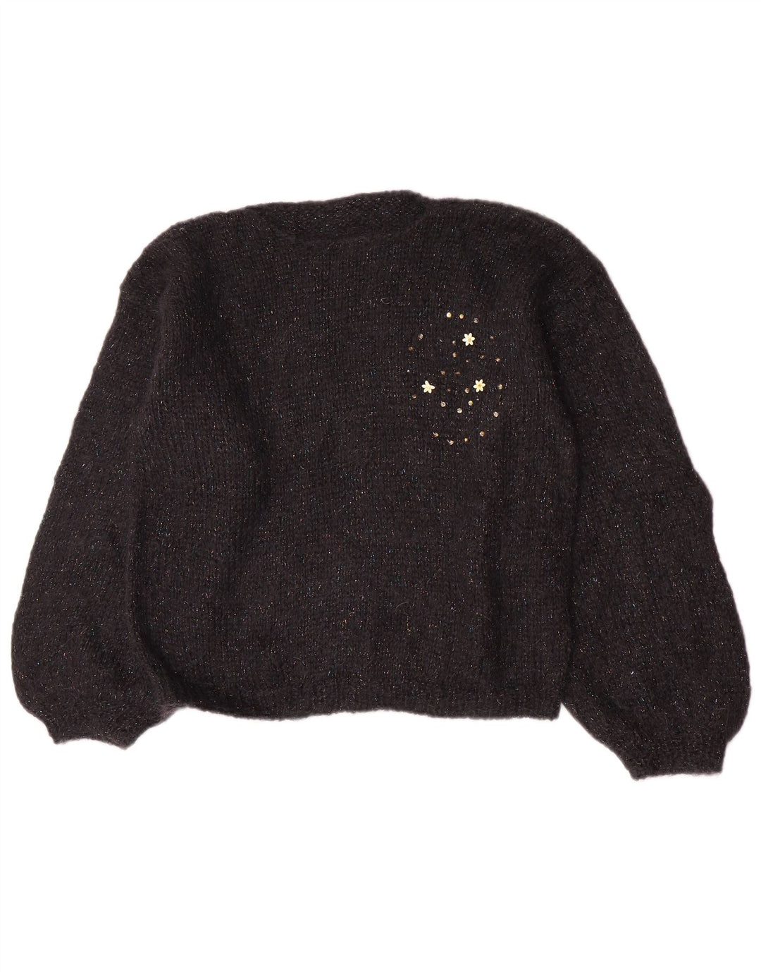 Maglione maglione vintage da donna con scollo a barca UK 14 medio nero