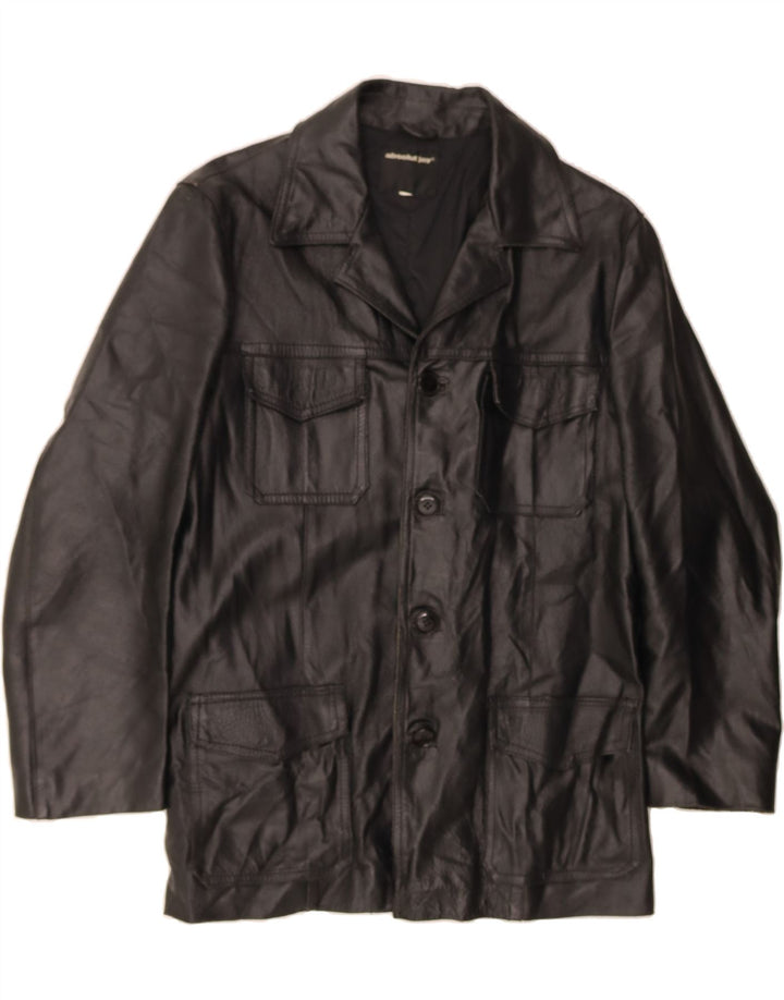 VINTAGE Mens Leather Jacket UK 40 Large Black Vintage Vintage and Second-Hand Vintage from Messina Hembry 