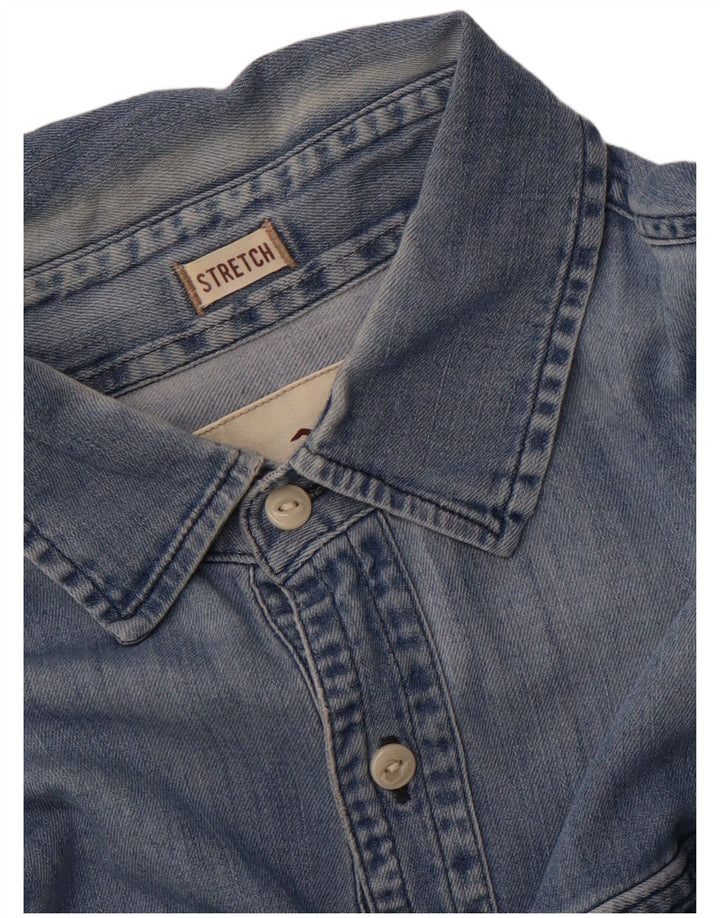 Camicia di jeans da uomo HOLLISTER in cotone blu medio