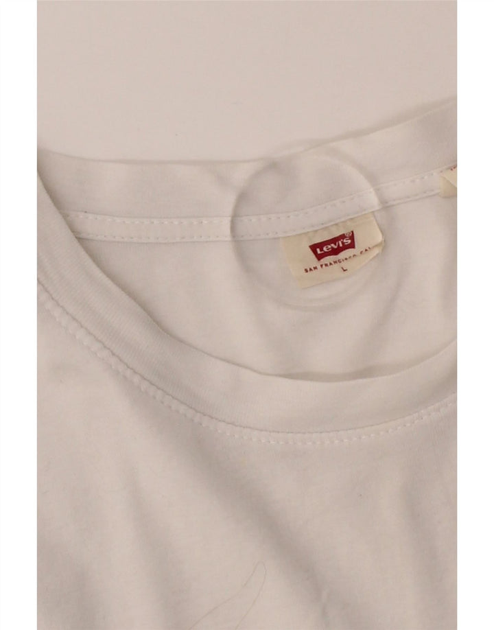LEVI'S Womens Top Long Sleeve UK 14 Large White Cotton Vintage Levi's and Second-Hand Levi's from Messina Hembry 