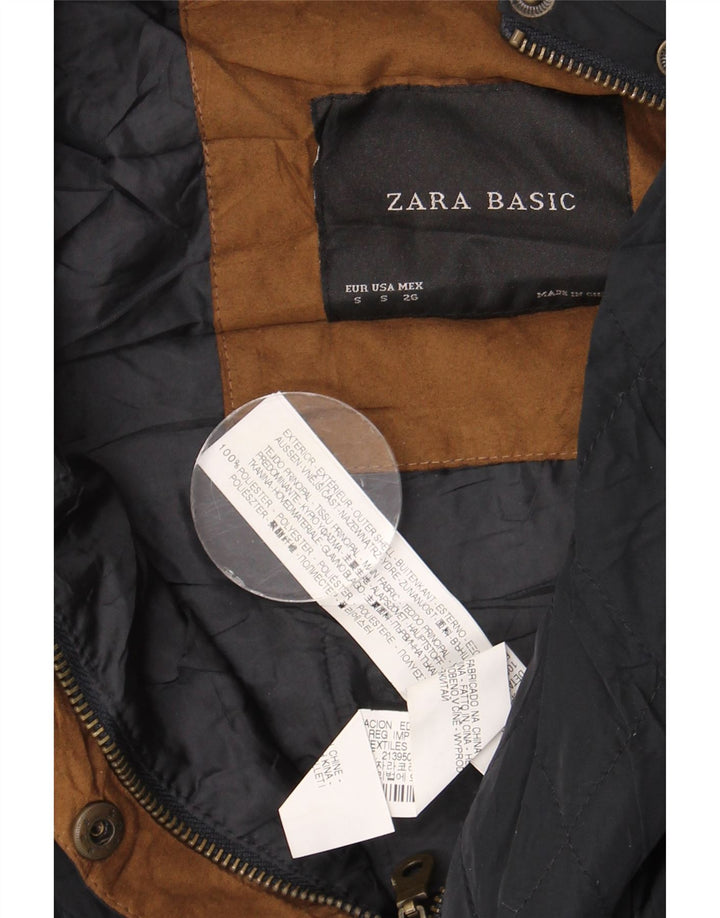 Gilet da donna ZARA UK 10 piccolo in poliestere color block blu navy