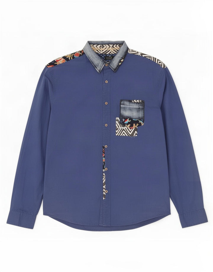 Camicia Desigual da uomo 2XL Blu geometrica