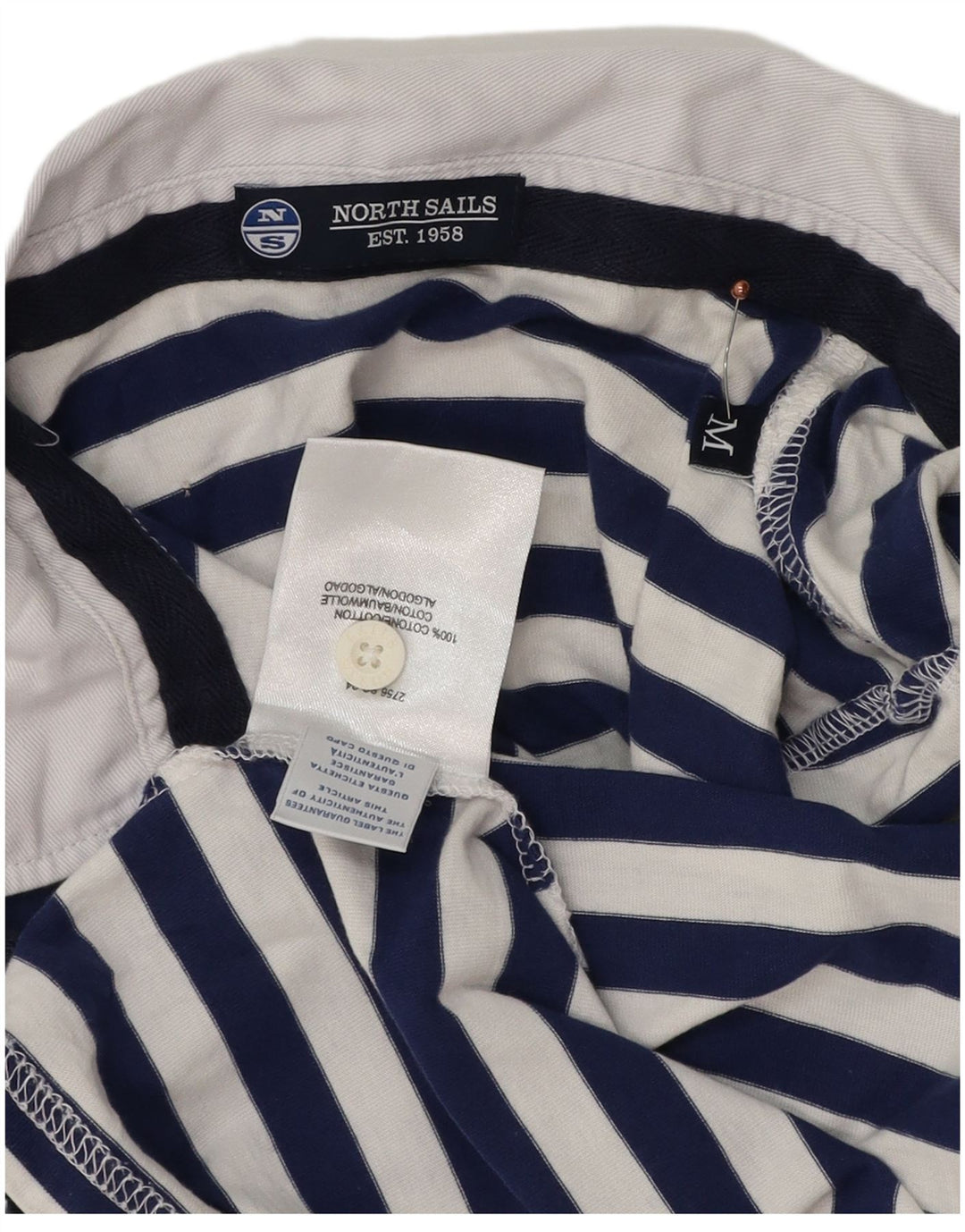 Polo da donna North Sails UK 12 cotone a righe blu navy medio