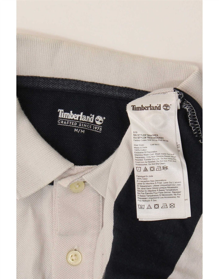 Polo da uomo Timberland in cotone a righe bianche medie