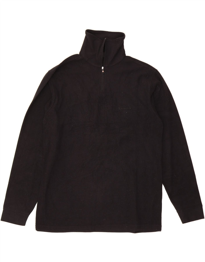 CHAMPION Mens Zip Neck Fleece Jumper Large Black Vintage Champion and Second-Hand Champion from Messina Hembry 