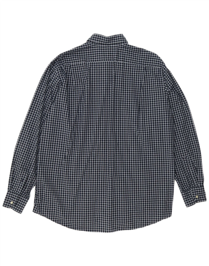 Camicia da uomo Lacoste taglia 44 XL in cotone a quadretti blu navy