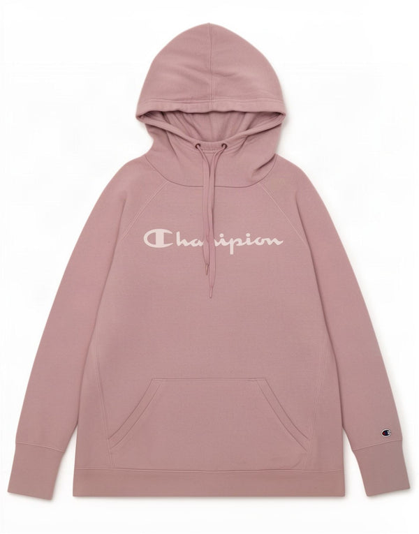 Maglione con cappuccio oversize grafico da donna Champion UK 10 piccolo cotone rosa