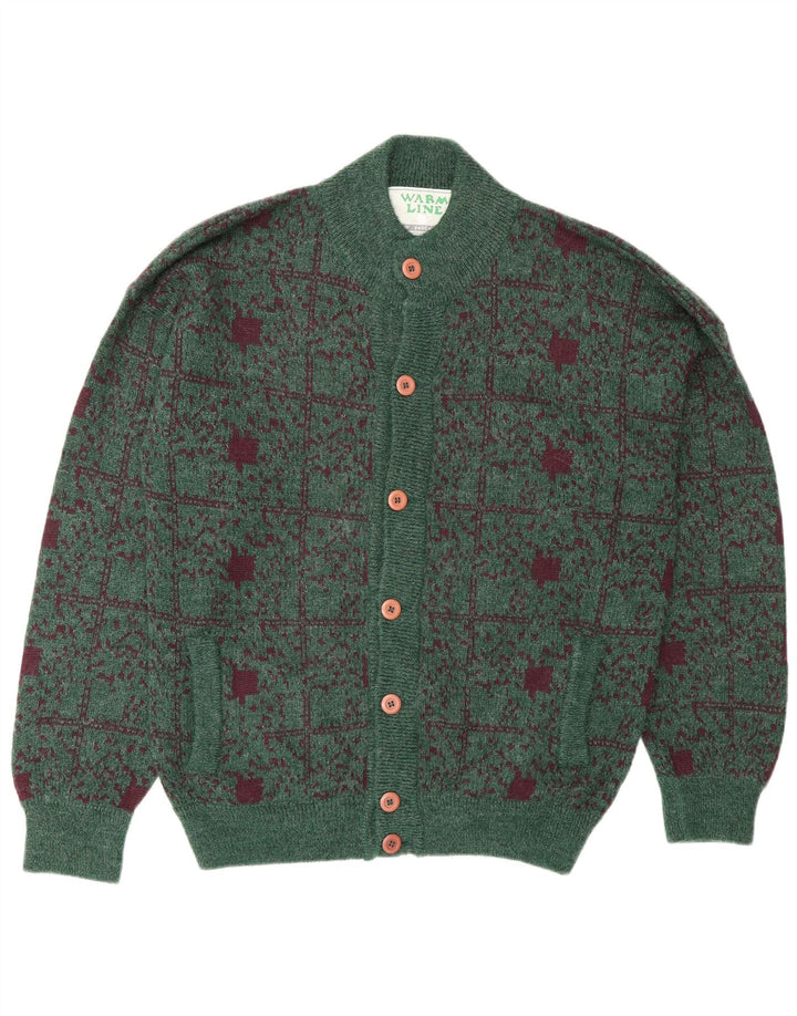 Maglione cardigan da uomo Settebello in lana a quadri verdi grandi