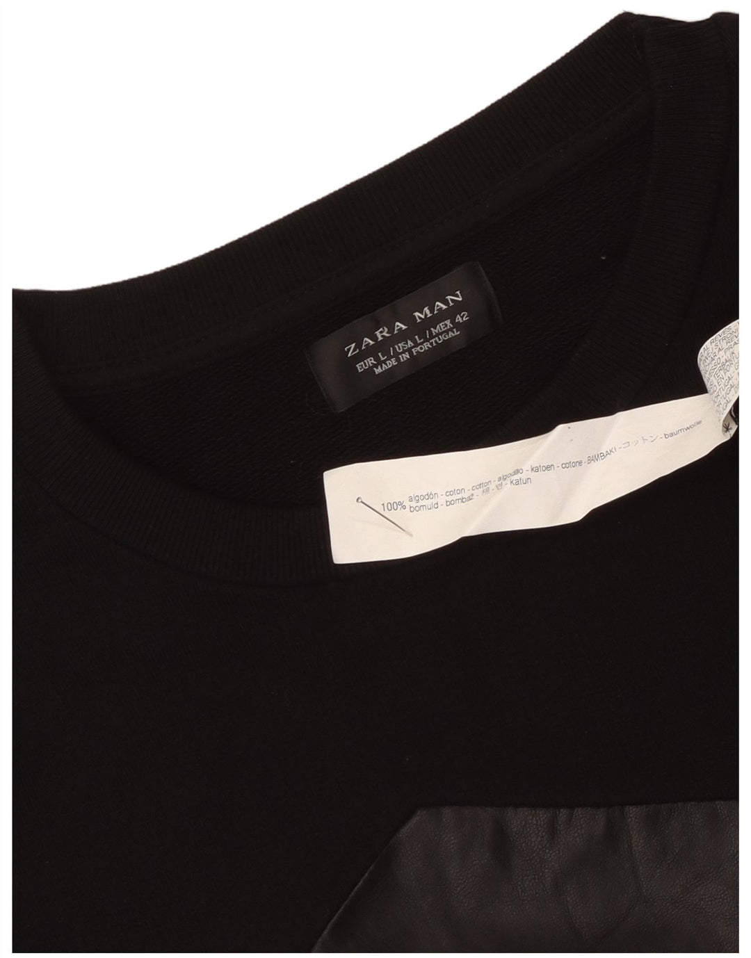 Zara Uomo Felpa Maglione Grande Nero Colorblock Cotone