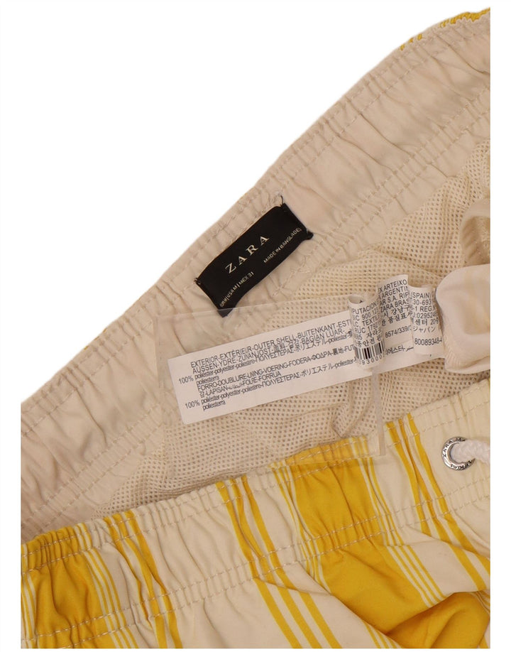 Pantaloncini da bagno da uomo Zara in poliestere a righe gialle medie