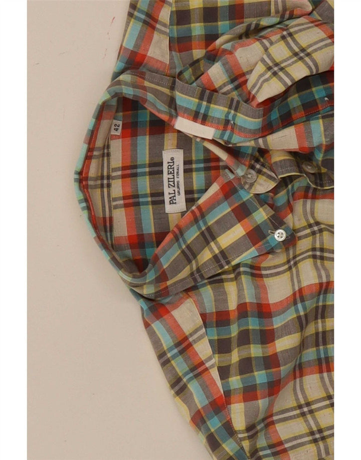 Camicia a maniche corte da uomo Pal Zileri taglia 42 grande plaid multicolore