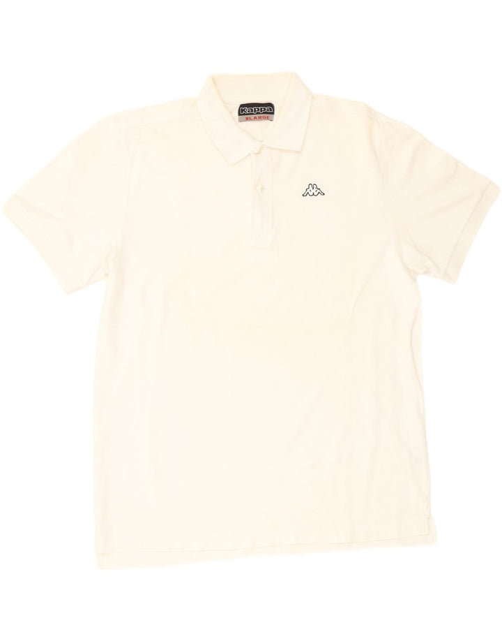 KAPPA Mens Polo Shirt XL White Cotton Vintage Kappa and Second-Hand Kappa from Messina Hembry 
