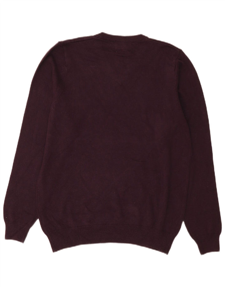 Maglione da uomo con scollo a V Marks & Spencer in cotone viola medio