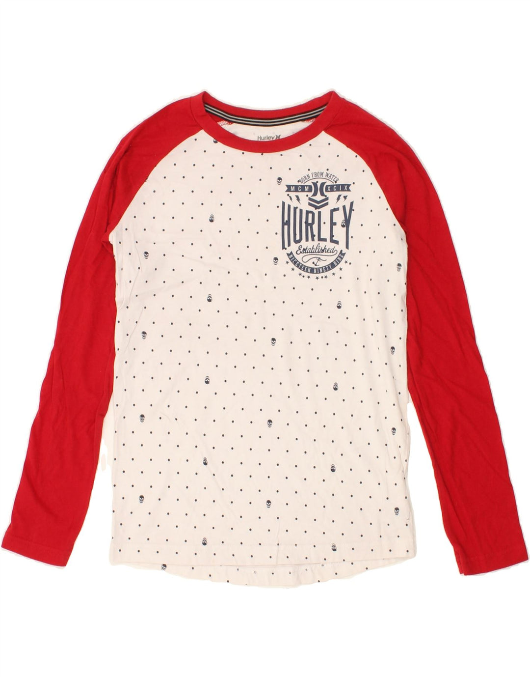 HURLEY Boys Graphic Top Long Sleeve 12-13 Years Large  Red Colourblock Vintage Hurley and Second-Hand Hurley from Messina Hembry 