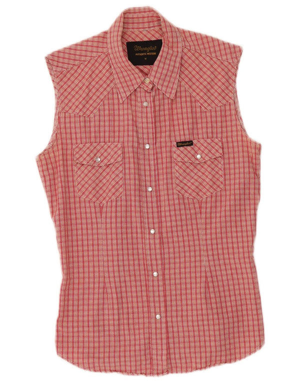Camicia senza maniche da donna WRANGLER UK 12 Poliestere a quadri rosso medio