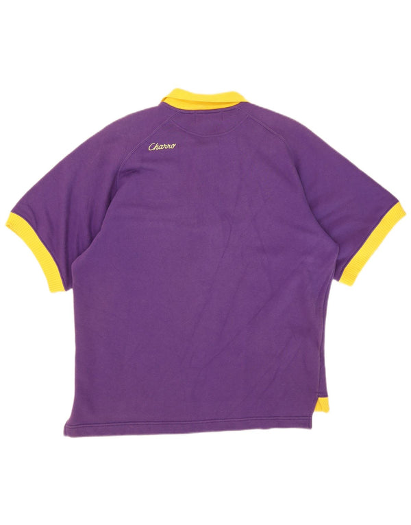 Charro Mens Graphic Rugby Polo Shirt XL Purple Colourblock Cotton
