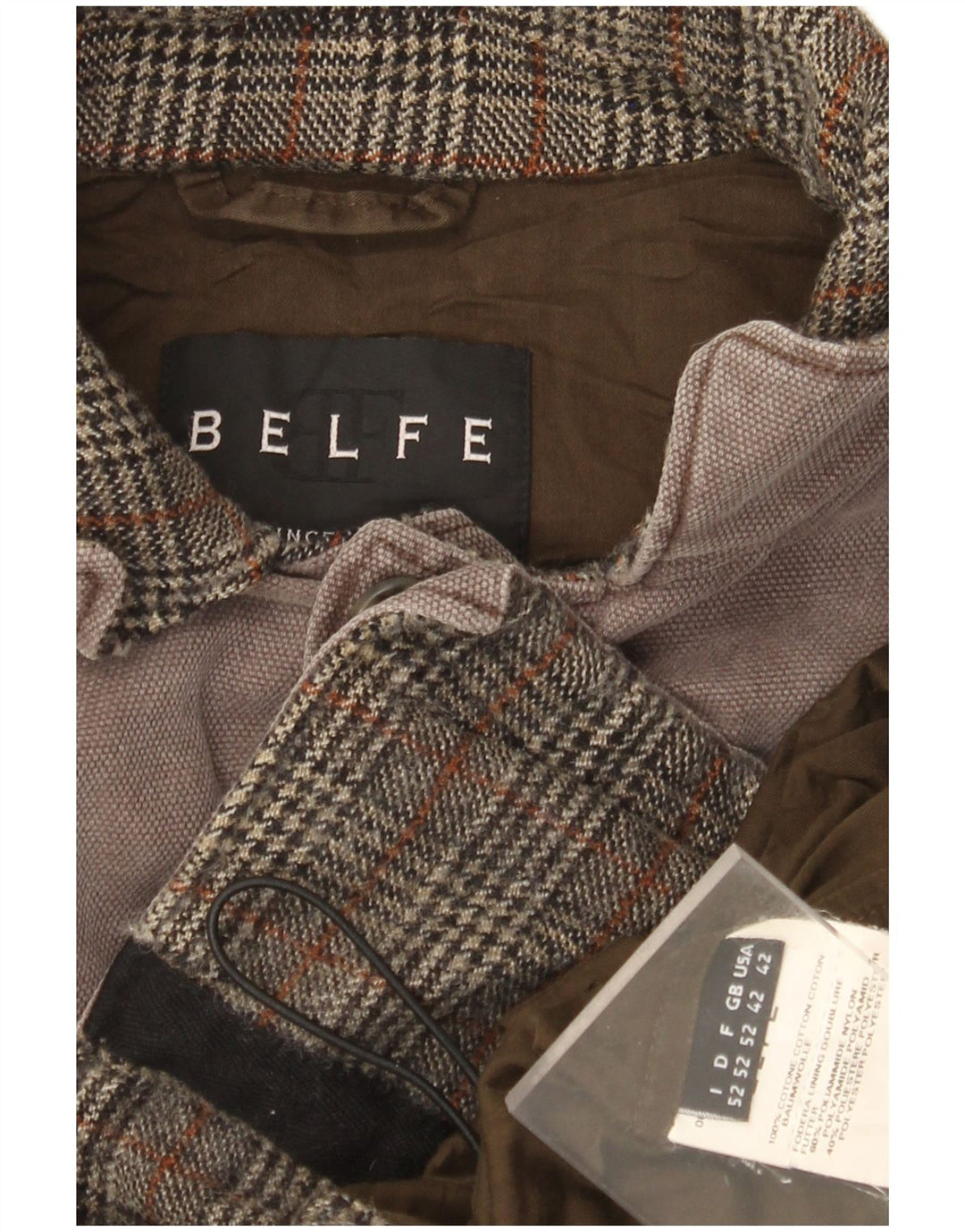 BELFE Giacca militare da uomo IT 42 XL Cotone grigio