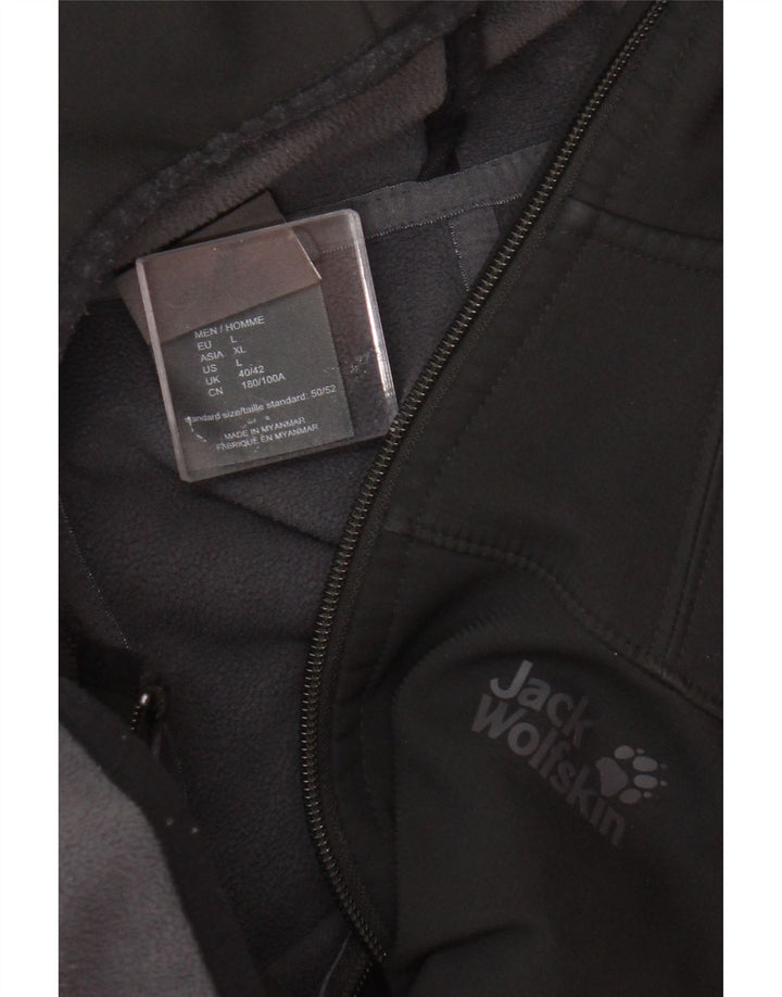 Giacca a vento con cappuccio da uomo Jack Wolfskin UK 40/42 grande poliestere nero