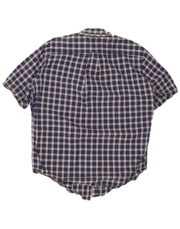 Camicia da uomo Nautica a maniche corte vestibilità regolare in cotone a quadri blu navy medio