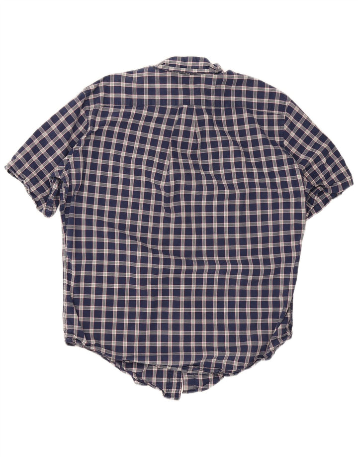 Camicia da uomo Nautica a maniche corte vestibilità regolare in cotone a quadri blu navy medio