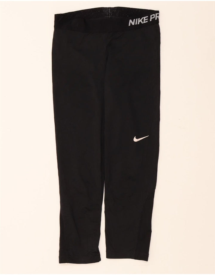 NIKE Womens Graphic Capri Leggings UK 8 Small  Black Polyester Vintage Nike and Second-Hand Nike from Messina Hembry 