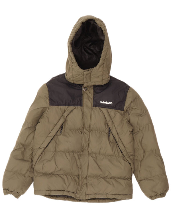 Giacca imbottita con cappuccio Timberland per ragazzi 11-12 anni color block verde