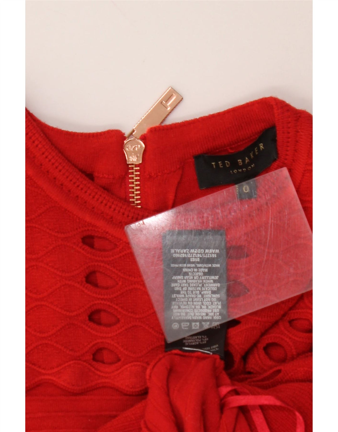 Abito a trapezio senza maniche da donna TED BAKER taglia 0 2XS acrilico rosso