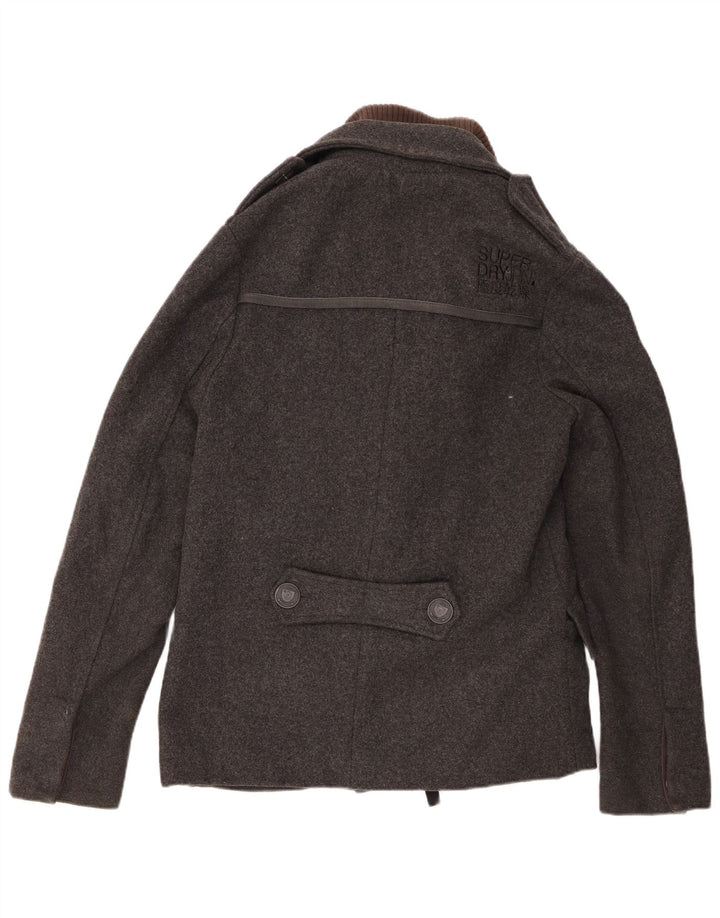 Cappotto da marinaio da uomo Superdry UK 38 lana grigio medio