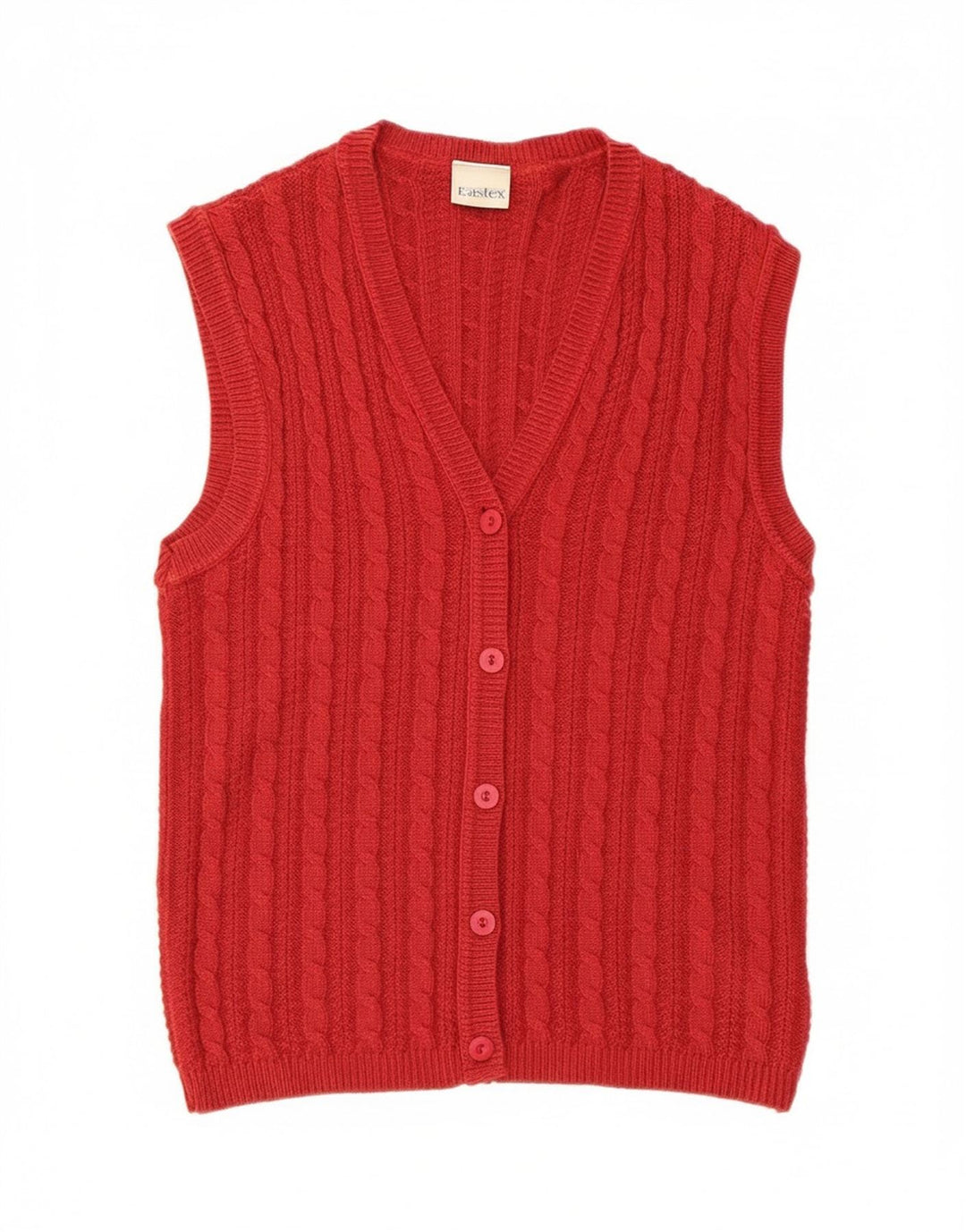 Maglione cardigan senza maniche da donna Eastex UK 10 piccolo acrilico rosso