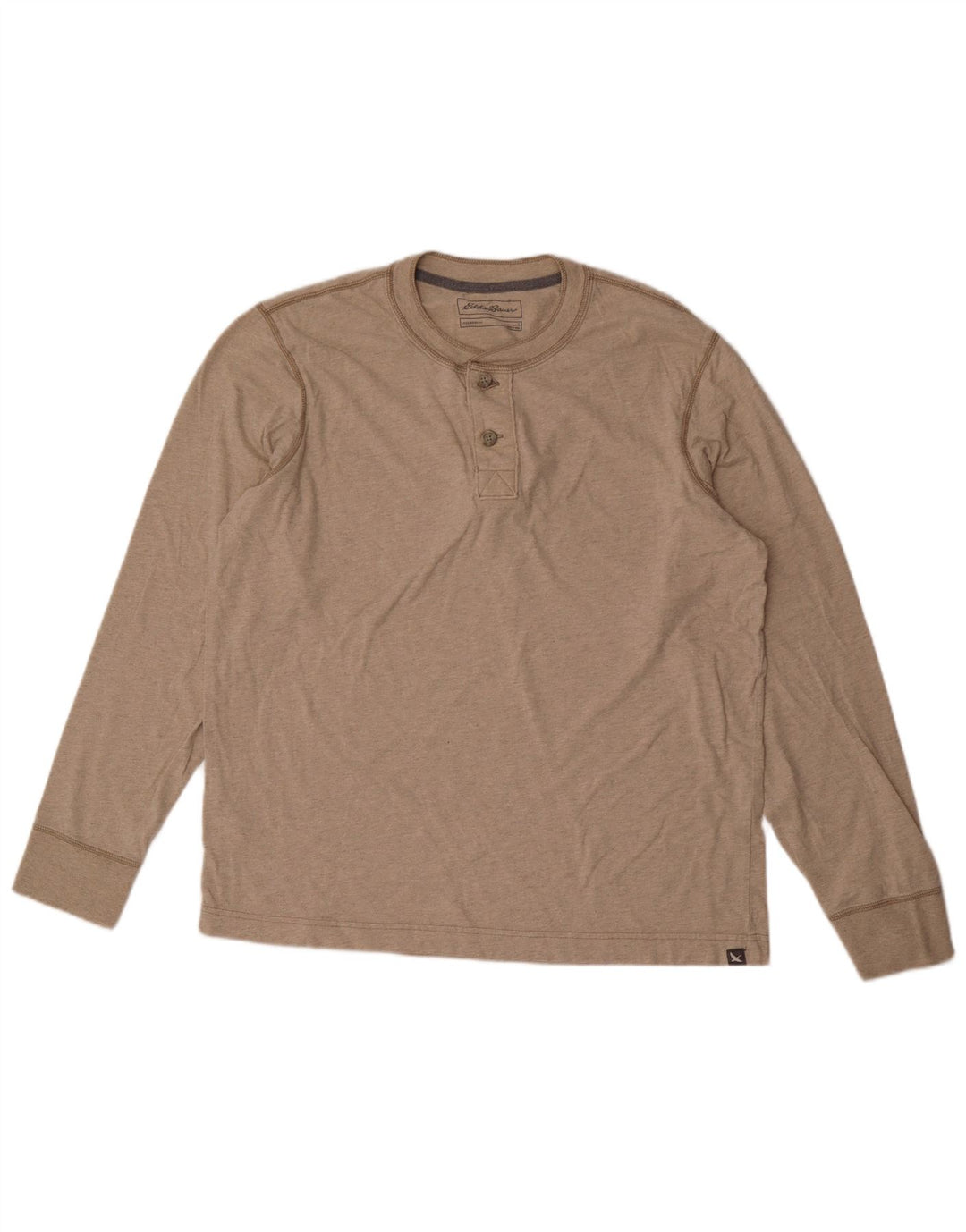 Eddie Bauer Top da uomo a maniche lunghe in cotone beige grande