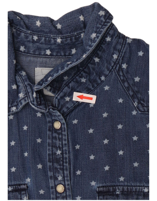 Levi's Womens Abstract Pattern Denim Shirt UK 4 XS Blue Cotton